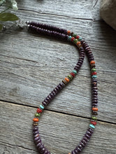 Load image into Gallery viewer, Sterling Silver Purple Spiny Oyster Multi Stone Bead Necklace. 18 inch. Gift