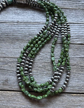 Load image into Gallery viewer, Sterling Silver Pearls Sonoran Gold Turquoise Nuggets Bead Necklace 30 Inch
