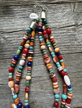 Load image into Gallery viewer, Sterling Silver Multi Strand Multi Stone Bead Necklace. 16 inch