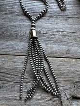 Load image into Gallery viewer, Southwestern Sterling Silver Lariat Y Pearls Tassel Bead Necklace 30 Inch