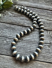 Load image into Gallery viewer, 12mm 28 Inch 925 Sterling Silver Oxidized Pearls Bead Necklace Southwestern