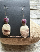 Load image into Gallery viewer, Navajo Sterling Silver Purple Spiny Oyster Multi Stone Handmade Earrings RS