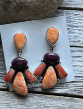 Load image into Gallery viewer, Navajo 925 Sterling Silver Multi Stone Cluster Earrings Marcella James