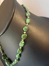 Load image into Gallery viewer, Sterling silver green turquoise nugget necklace 22 inch