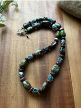 Load image into Gallery viewer, Sterling Silver Turquoise Nuggets Purple Spiny Oyster Bead Necklace. 20 Inch