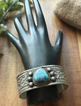 Load image into Gallery viewer, Navajo Native American Sterling Silver Turquoise Cuff Bracelet Maloney