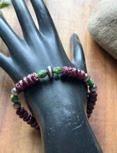 Load image into Gallery viewer, Purple Spiny Oyster Sonoran Gold Turquoise Sterling Silver Pearls Bead Bracelet