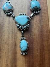 Load image into Gallery viewer, Navajo Sterling Silver Blue Turquoise Lariat Pearls Bead Chain Necklace RY