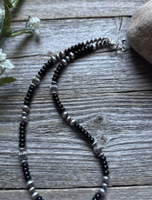 Load image into Gallery viewer, Southwestern Sterling Silver Black Onyx Pearls Bead Necklace 18 inch Gift