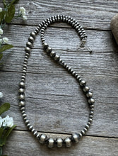 Load image into Gallery viewer, Southwestern 925 Sterling Silver Pearls Bead Necklace. 26 inch