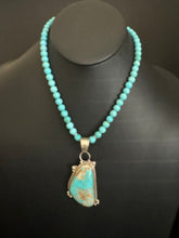 Load image into Gallery viewer, Navajo sterling silver royston turquoise pendant necklace