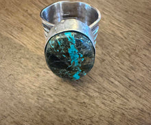 Load image into Gallery viewer, Navajo sterling silver  blk jack turquoise ring adjustable