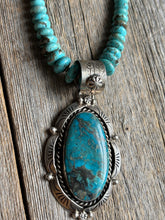 Load image into Gallery viewer, Handmade Navajo Turquoise Pendent Sterling Silver WithTurquoise Necklace