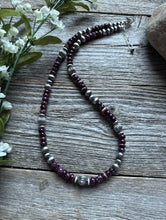 Load image into Gallery viewer, Southwestern Sterling Silver Purple Spiny Oyster Pearls Bead Necklace 18 inch