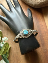 Load image into Gallery viewer, Baby Navajo Sterling Silver Blue Turquoise Cuff Bracelet