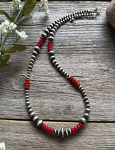 Load image into Gallery viewer, Red Coral Multi Graduated Sterling Silver Pearls Bead Necklace 18 inch 4mm -8mm