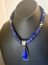Load image into Gallery viewer, Navajo sterling silver lapis pendant necklace
