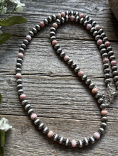 Load image into Gallery viewer, Southwestern Sterling Silver Pink Conch 6mm Pearls Bead Necklace 22 Inch
