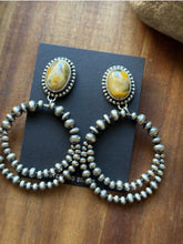Load image into Gallery viewer, Navajo Sterling Silver Yellow Bumblebee Jasper Pearl Double Loop Earrings Etta