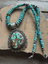 Load image into Gallery viewer, Navajo sterling silver turquoise pendant necklace etta Endito
