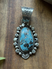 Load image into Gallery viewer, Navajo Native American Sterling Silver Blue Turquoise Pendant R Yazzie Gift