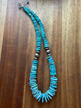 Load image into Gallery viewer, Sterling silver graduated blue turquoise bead necklace 18 inch
