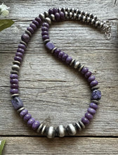 Load image into Gallery viewer, Southwestern Sterling Silver Purple Pearls Bead Necklace 18 Inch