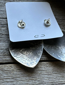 Navajo Sterling Silver Stamped Heart Earrings. VJP Vincent