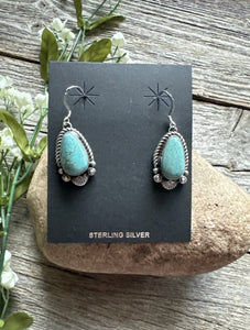 Navajo Native American Sterling Silver Turquoise Earrings KY