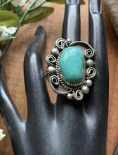 Load image into Gallery viewer, Native American Sterling Silver Turquoise Ring. Size 11.5 LN