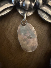 Load image into Gallery viewer, Navajo sterling silver royston cluster squash blossom necklace