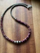 Load image into Gallery viewer, Sterling Silver Purple Spiny Oyster W Multi Bead Pearls Necklace. 18 Inch. Gift