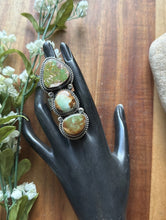 Load image into Gallery viewer, Native American Sterling Silver Green Royston Turquoise Adjustable Ring K Yazzie