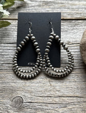 Load image into Gallery viewer, Southwestern Sterling Silver Pearls Double Loop Earrings 3 Inch