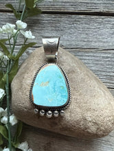 Load image into Gallery viewer, Navajo Sterling Silver Blue Royston Turquoise Pendant. RY Gift