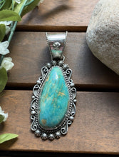 Load image into Gallery viewer, Navajo Native American Sterling Silver Turquoise Pendant. Etta E Gift