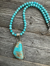 Load image into Gallery viewer, Navajo sterling silver royston turquoise pendant necklace