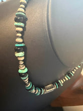 Load image into Gallery viewer, Sterling silver turquoise black onyx necklace 18 inch
