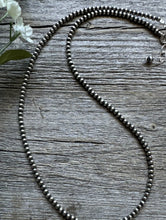 Load image into Gallery viewer, 3mm 24 Inch 925 Sterling Silver Oxidized Pearls Bead Necklace Southwestern