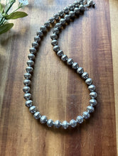 Load image into Gallery viewer, Sterling Silver 10mm Stamped Pearls Bead Necklace. 18 Inch