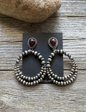 Load image into Gallery viewer, Navajo Sterling Silver Purple Spiny Oyster Pearl Double Loop Earrings Etta E