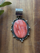 Load image into Gallery viewer, Native American Navajo Sterling Silver Orange Red Spiny Oyster Pendant Etta