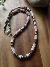 Load image into Gallery viewer, Sterling Silver Pink Conch W Multi Bead Pearls Necklace. 24 inch. Gift