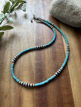 Load image into Gallery viewer, Southwestern Sterling Silver Blue Turquoise W Pearls Bead Necklace 18 inch Gift