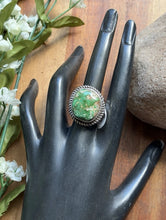 Load image into Gallery viewer, Native American Sterling Silver Sonoran Gold Turquoise Ring. Size 9 Adjustable P