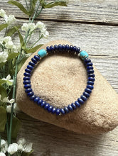 Load image into Gallery viewer, Lapis Turquoise 6.5 Inch Stretch Elastic Stretchy Bead Bracelet Gift