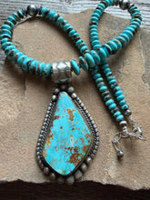 Load image into Gallery viewer, Navajo sterling silver turquoise pendant necklace etta Endito