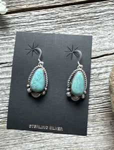 Navajo Native American Sterling Silver Turquoise Earrings KY