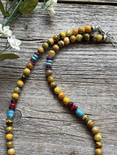 Load image into Gallery viewer, Bumblebee Jasper Multi Stone Color Sterling Silver Bead Necklace. 18 inch Gift