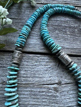 Load image into Gallery viewer, Southwestern 925 Sterling Silver Turquoise Bead Necklace. 22 inch